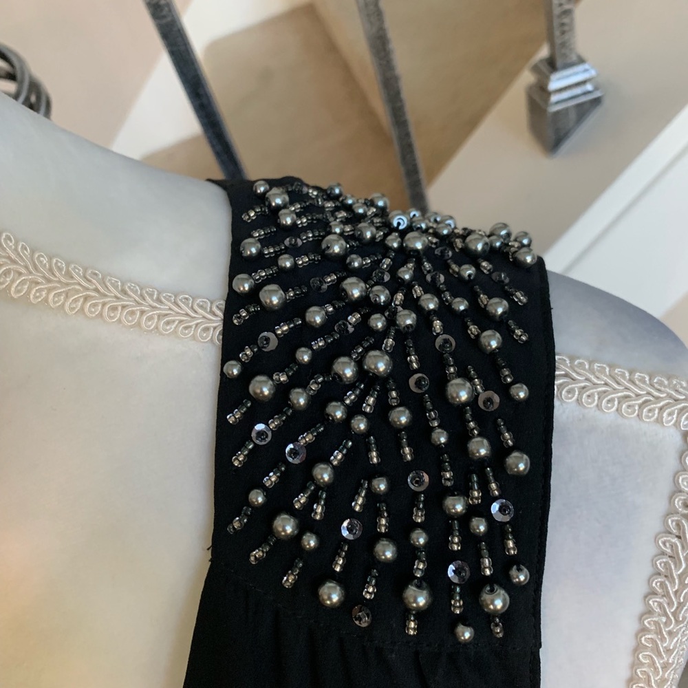 COPY - B&M beaded shoulders black dress size 4 - Picture 2 of 5